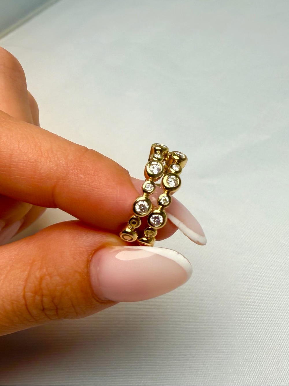 Lab Grown Diamond Bezel J Hoop Earrings 0.60ctw 16 Stones Gold Over Silver